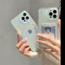 Load image into Gallery viewer, Gradient Rainbow Charming Case For iPhone 13 11 12 Pro Max XS XR 7 8 Plus Transparent Cover with Wallet Card Holder Case Soft Cover for iPhone