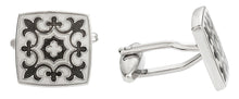 Load image into Gallery viewer, Fleur Di Lis Cufflinks in Gray & White