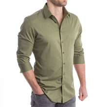 Load image into Gallery viewer, goTIELESS Ultimate Dress Shirt (Army Green)