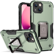 Load image into Gallery viewer, Green Shockproof Armor Case for iPhone 13 Pro Max 13 mini Ring Stand Phone Back Cover for iPhone 12 11 Pro Max Kickstand Case Built-in 360° Rotating Ring Kickstand Magnetic Case