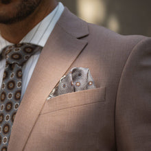 Load image into Gallery viewer, Pascal - Double Sided Silk Pocket Square - Grey & Bronze