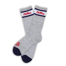 Load image into Gallery viewer, Grey Retro Script Casual Crew Socks
