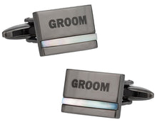 Load image into Gallery viewer, Groom Wedding Cufflinks with Mother of Pearl