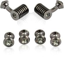 Load image into Gallery viewer, Men's Gunmetal Black Diamond Swarovski Barrel Formal Set