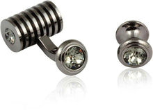 Load image into Gallery viewer, Men's Gunmetal Black Diamond Swarovski Barrel Formal Set