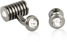 Load image into Gallery viewer, Men's Gunmetal Clear Swarovski Barrel Formal Set