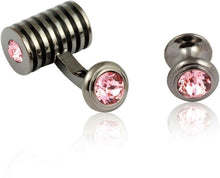Load image into Gallery viewer, Men's Gunmetal Light Rose Swarovski Barrel Formal Set