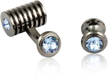 Load image into Gallery viewer, Men's Gunmetal Light Sapphire Swarovski Barrel Formal Set
