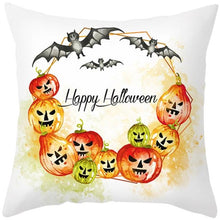 Load image into Gallery viewer, Halloween Cushion Cover Horror Pumpkin Printed Pillow Case Orange And Black Pillow Cover Pumpkin Farmhouse Deco Happy Halloween Decorative Pillow Case For Home 45x45CM