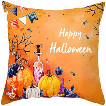 Load image into Gallery viewer, Halloween Cushion Cover Horror Pumpkin Printed Pillow Case Orange And Black Pillow Cover Pumpkin Farmhouse Deco Happy Halloween Decorative Pillow Case For Home 45x45CM