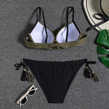 Load image into Gallery viewer, Halter Bikini Bandage Swimsuit Solid Swimwear Sport Liquid Metallic Shiny String Bikini 2 Piece Swimsuit Set Women Shiny Bikini Set Bathing Suit Push Up Two-piece Suit