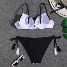 Load image into Gallery viewer, Halter Bikini Bandage Swimsuit Solid Swimwear Sport Liquid Metallic Shiny String Bikini 2 Piece Swimsuit Set Women Shiny Bikini Set Bathing Suit Push Up Two-piece Suit