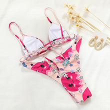Load image into Gallery viewer, Halter Bikinis Swimsuit String Bikini Swimsuit for Women Triangle Tie Side Adjustable Swimsuit Bathing Suit 2 Piece Set New 2 Piece Swimwear High Cut Bikini Set Print Bandage Beachwear