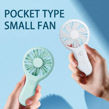 Load image into Gallery viewer, Handheld Small Fan Cooler Portable Small USB Charging Fan Mini Silent Charging Desk Dormitory Office Student Gifts Long Endurance Rechargeable Personal Fan for Kids Girls Women Men Home Office Indoor Outdoor Travel