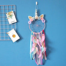 Load image into Gallery viewer, Handmade Dream Catchers Flower For Kids Unicorn Dream Catcher Ornament Feather Wall Decor For Girls Bedroom Flower Wall Hanging Decoration Flower Dream Catcher