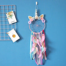 Load image into Gallery viewer, Handmade Dream Catchers Flower For Kids Unicorn Dream Catcher Ornament Feather Wall Decor For Girls Bedroom Flower Wall Hanging Decoration Flower Dream Catcher