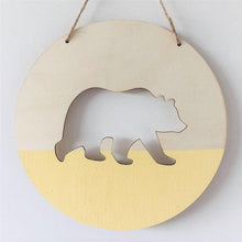 Load image into Gallery viewer, Handmade Hanging Ornaments Positive Slogan Banner Round Polar Bear Animal Statue Figurines Sculpture Wooden Ornaments Wood Chip Wall Pendant Cardboard For Kids Room Decoration Photo Props