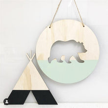 Load image into Gallery viewer, Handmade Hanging Ornaments Positive Slogan Banner Round Polar Bear Animal Statue Figurines Sculpture Wooden Ornaments Wood Chip Wall Pendant Cardboard For Kids Room Decoration Photo Props
