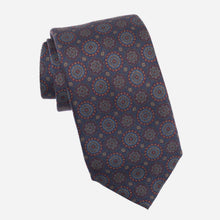 Load image into Gallery viewer, Moretti - Printed Madder Silk Tie - Navy & Burgundy