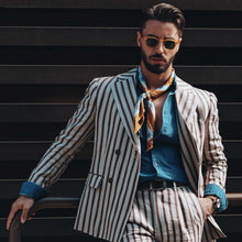 Load image into Gallery viewer, Carrara - Silk Neckerchief - Navy & Mustard