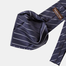 Load image into Gallery viewer, Esino - Silk Jacquard Tie - Midnight Blue and Silver