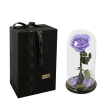 Load image into Gallery viewer, Handmade Preserved Enchanted Rose With Glass Dome on Wood Base - Rose for Christmas ,Valentine's Day