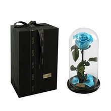 Load image into Gallery viewer, Handmade Preserved Enchanted Rose With Glass Dome on Wood Base - Rose for Christmas ,Valentine's Day