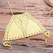 Load image into Gallery viewer, Handmade Vintage Crochet Bikinis Knitted Cotton Swimwear Women's Crochet Swimsuit Two Pieces Bathing Suits Bikini Swimsuit Top Bottom Bandage Modern Women Beachwear For Summer