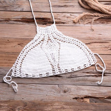 Load image into Gallery viewer, Handmade Vintage Crochet Bikinis Knitted Cotton Swimwear Women's Crochet Swimsuit Two Pieces Bathing Suits Bikini Swimsuit Top Bottom Bandage Modern Women Beachwear For Summer