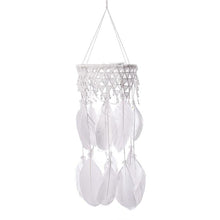Load image into Gallery viewer, Handmade White Feather Dream Catcher Wind Chimes Hanging Ornaments Ceiling Decor Room Dream Net Hanging Craft Gift Car Ornament Ribbons Feathers Wrapped Lights For Bedroom Decor Wedding Decorations