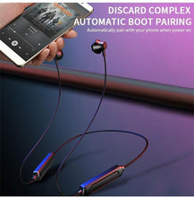 Load image into Gallery viewer, Hanging Neck Bluetooth 5.0 Wireless Sports Headset Ear Headset Bluetooth Headphones Earbuds Earphone With Microphone For Bluetooth Over Ear Headphones, Wireless 5.0/Wired Headset, 55Hrs Playtime, Hi-Fi Stereo Deep Bass, Soft Earmuffs & Light Weight