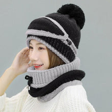 Load image into Gallery viewer, Hats Women Winter Knitted Velvet Thick Bib Mask Ear Protector Skellies Beanie Hat Riding Caps Female Warm Wool Cap Outdoor Sport Warm Beanies Hat For Men Knitted Hats Bandana Hiking Camping Kid Beanie Cap Mask Scarf Hat Set Neck Warmer Cap