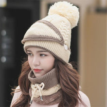 Load image into Gallery viewer, Hats Women Winter Knitted Velvet Thick Bib Mask Ear Protector Skellies Beanie Hat Riding Caps Female Warm Wool Cap Outdoor Sport Warm Beanies Hat For Men Knitted Hats Bandana Hiking Camping Kid Beanie Cap Mask Scarf Hat Set Neck Warmer Cap