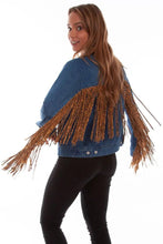 Load image into Gallery viewer, Honey Creek Denim with Leopard Fringe - Womens Jacket