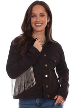 Load image into Gallery viewer, Honey Creek Denim with Rhinestone Fringe - Womens Jacket