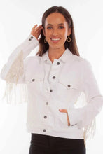 Load image into Gallery viewer, Honey Creek Denim with Rhinestone Fringe - Womens Jacket
