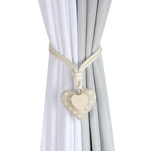 Load image into Gallery viewer, Heart Magnetic Curtain Tiebacks Room Curtains Buckle Holder Decor Clip For Home Decoration Accessories Magnet Tieback Clips Lovely Heart Shape Curtain Tiebacks Natural Cotton Linen Rope Window Curtain Buckle Kids Room Drapes Holder Decor