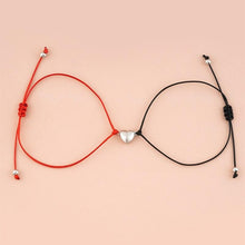 Load image into Gallery viewer, Heart Shaped Magnet Couple Bracelet Adjustable Black Red Rope Hand Bracelet Classic Men Women First Day Of School Bracelets For Mom Daughter Cutout Heart Bracelets Mother’s Day Valentine’s day Jewelry Gifts