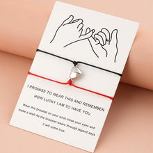 Load image into Gallery viewer, Heart Shaped Magnet Couple Bracelet Adjustable Black Red Rope Hand Bracelet Classic Men Women First Day Of School Bracelets For Mom Daughter Cutout Heart Bracelets Mother’s Day Valentine’s day Jewelry Gifts