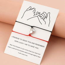 Load image into Gallery viewer, Heart Shaped Magnet Couple Bracelet Adjustable Black Red Rope Hand Bracelet Classic Men Women First Day Of School Bracelets For Mom Daughter Cutout Heart Bracelets Mother’s Day Valentine’s day Jewelry Gifts