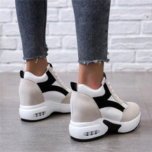 Load image into Gallery viewer, High Heel Womens Sneakers Shoes Red Black Air Cushion Casual Shoes Women Sneakers Modern Shoes Classic Athletic Sports Walking Shoes With Lace Up Platform Leather Trainers
