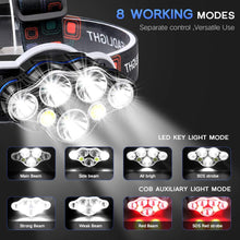 Load image into Gallery viewer, High Lumen Ultra Bright Powerful Rechargeable LED Headlamp USB Head Lamp 7 LED Headlight Head Flashlight Waterproof Flashlight Head Torch For Outdoor Camping Cycling Running Fishing