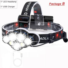 Load image into Gallery viewer, High Lumen Ultra Bright Powerful Rechargeable LED Headlamp USB Head Lamp 7 LED Headlight Head Flashlight Waterproof Flashlight Head Torch For Outdoor Camping Cycling Running Fishing