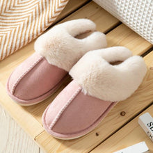 Load image into Gallery viewer, High Quality Cow Suede Leather Plush Fur Lined Women Winter Slippers Home Half Casual Shoes Flats Waterproof Memory Foam House Shoes Slipper With Fuzzy Plush Design