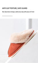 Load image into Gallery viewer, High Quality Cow Suede Leather Plush Fur Lined Women Winter Slippers Home Half Casual Shoes Flats Waterproof Memory Foam House Shoes Slipper With Fuzzy Plush Design