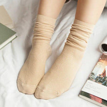 Load image into Gallery viewer, High School Girls High Socks Solid Colors Double Needles Knitting Cotton Long Socks for Women
