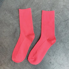 Load image into Gallery viewer, High School Girls High Socks Solid Colors Double Needles Knitting Cotton Long Socks for Women