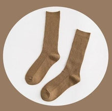 Load image into Gallery viewer, High School Girls High Socks Solid Colors Double Needles Knitting Cotton Long Socks for Women