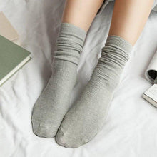 Load image into Gallery viewer, High School Girls High Socks Solid Colors Double Needles Knitting Cotton Long Socks for Women