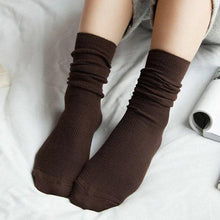 Load image into Gallery viewer, High School Girls High Socks Solid Colors Double Needles Knitting Cotton Long Socks for Women